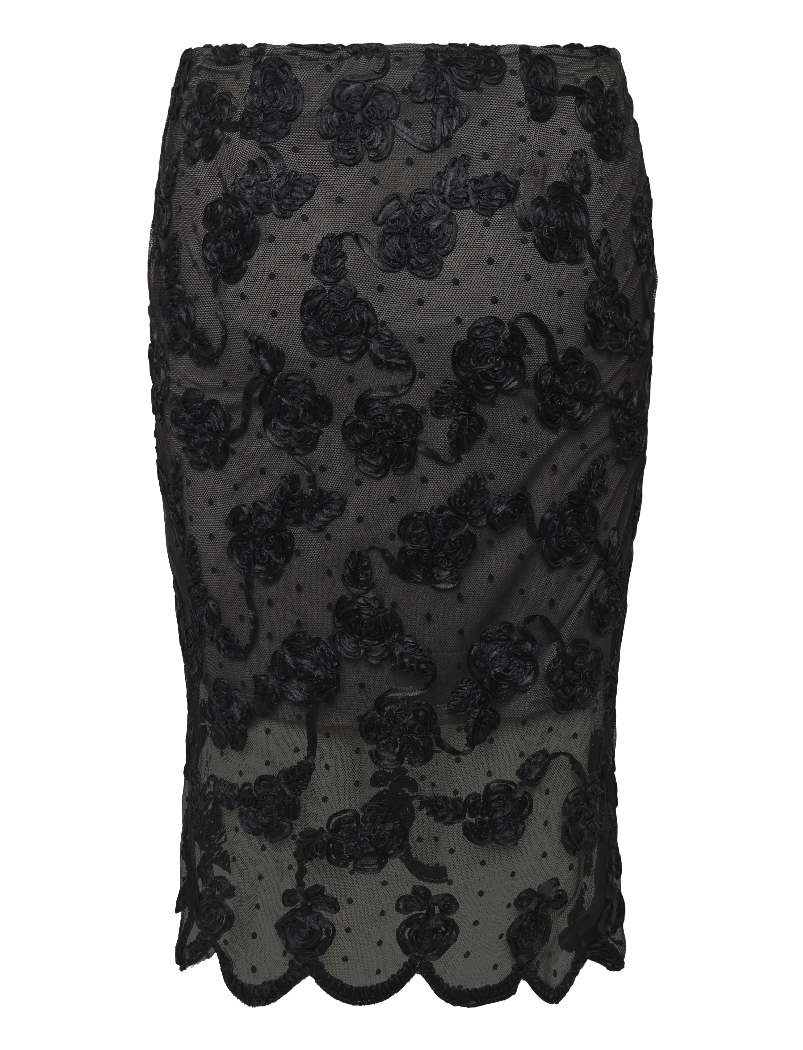 ROTATE - FLOWER MESH MIDI SKIRT - black - 1