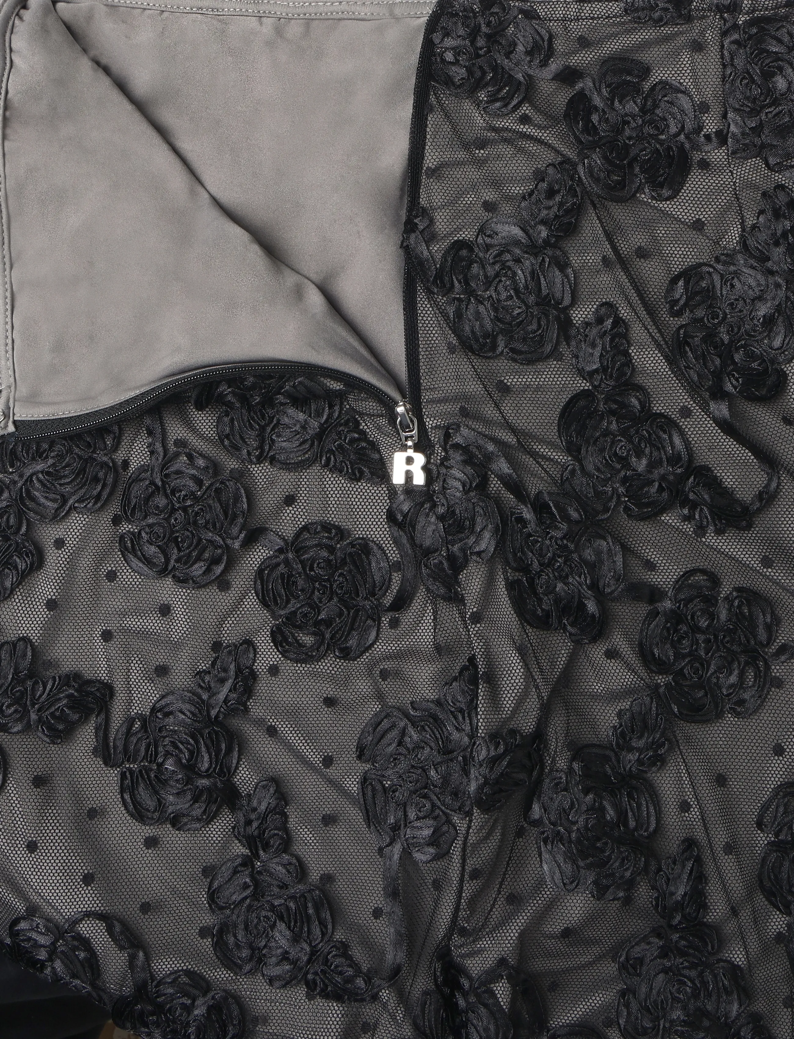 ROTATE - FLOWER MESH MIDI SKIRT - black - 2