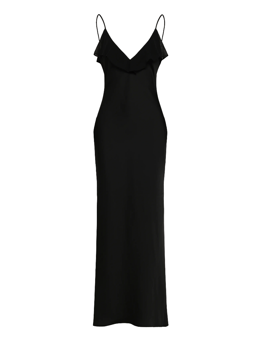 ROTATE - V-NECK SLIP DRESS - schlupfkleider - black - 0