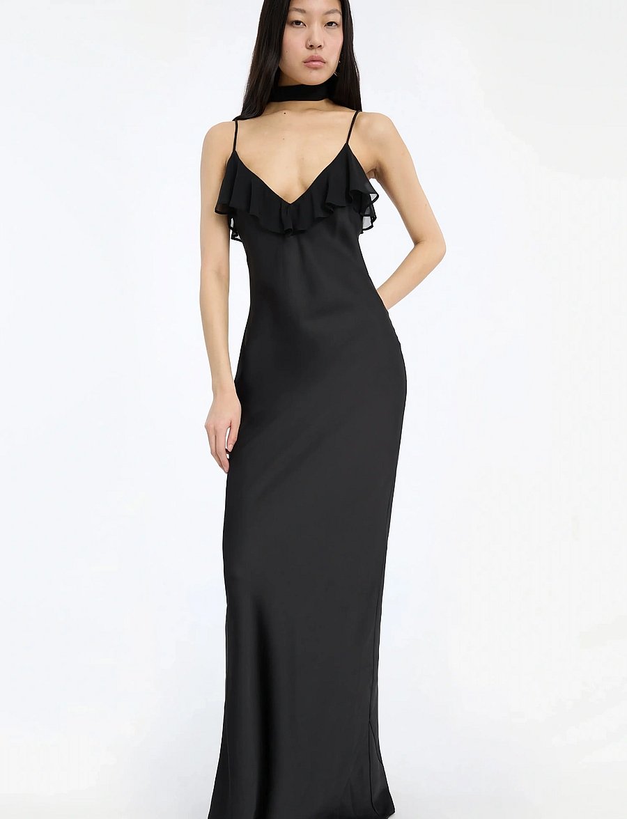 ROTATE - V-NECK SLIP DRESS - slipklänningar - black - 0