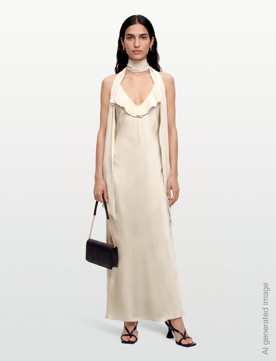 ROTATE - V-NECK SLIP DRESS - turtledove - 0