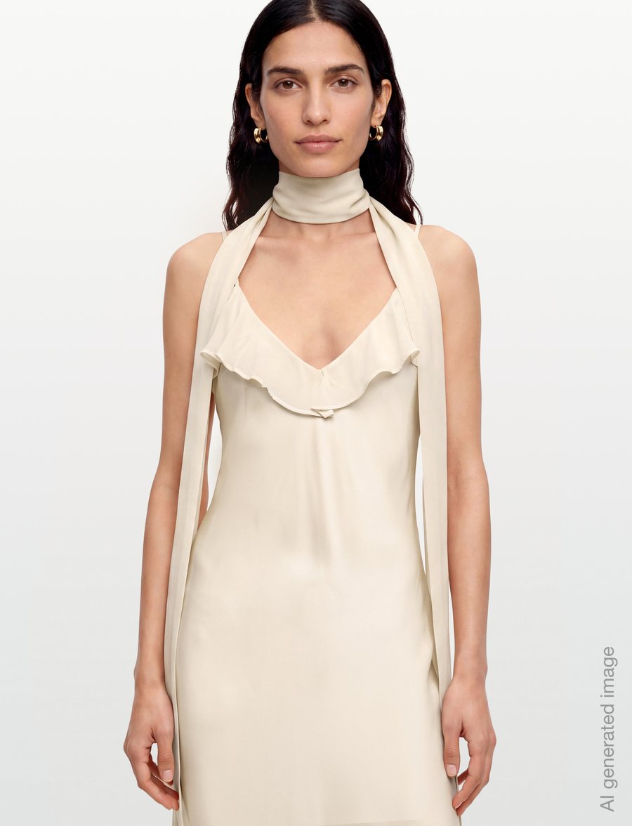ROTATE - V-NECK SLIP DRESS - turtledove - 3