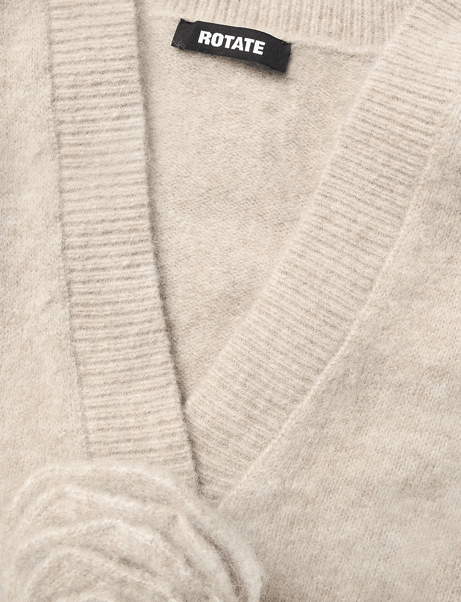 ROTATE - KNIT FLOWER CARDIGAN - cardigans - oxford tan - 5
