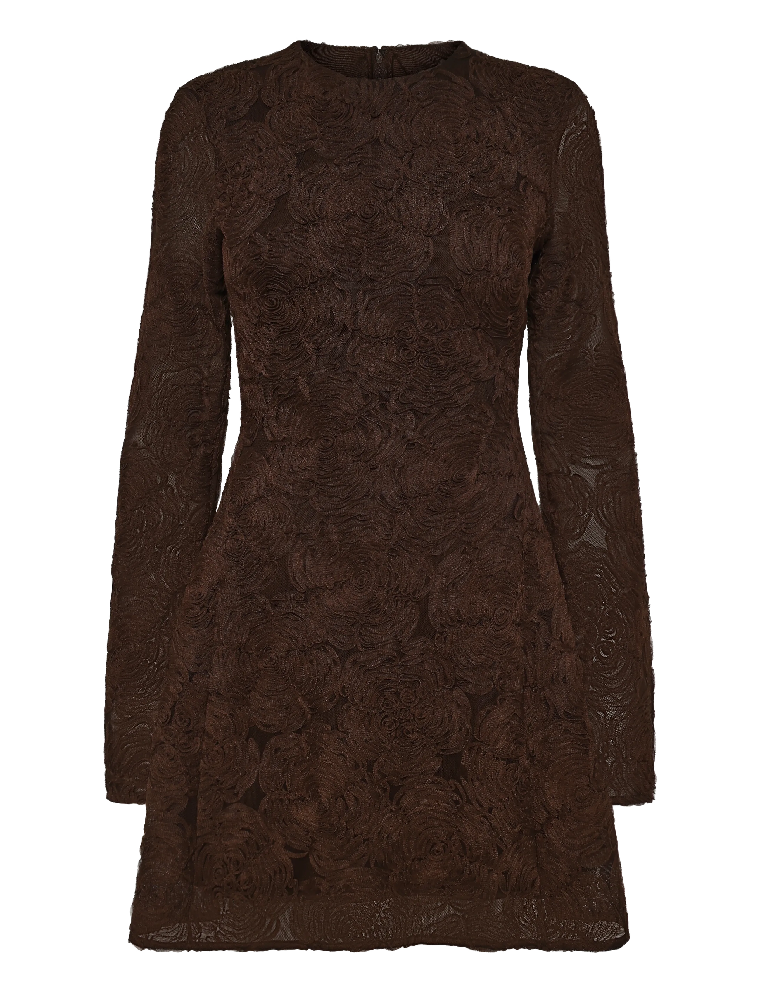 ROTATE FLOWER MESH LS MINI DRESS - Festtøj - MOLÉ / brown