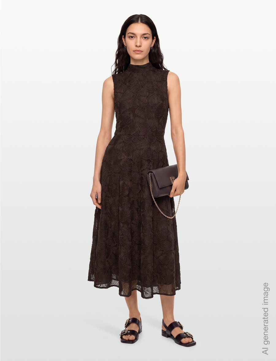 ROTATE - FLOWER MESH FLARED DRESS - spetsklänningar - molÉ - 0