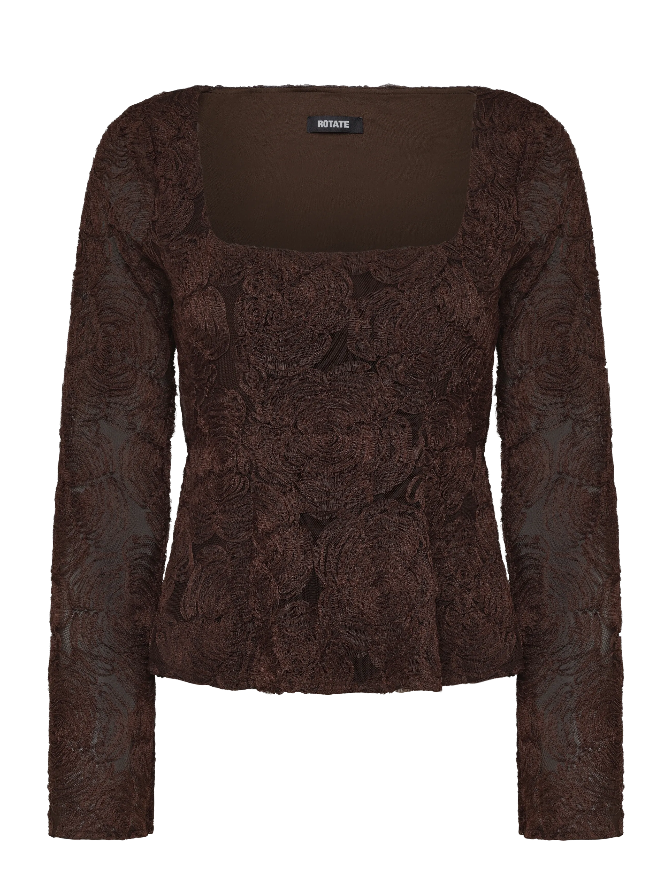 ROTATE FLOWER MESH TOP - T-Shirts & Tops - MOLÉ / brown