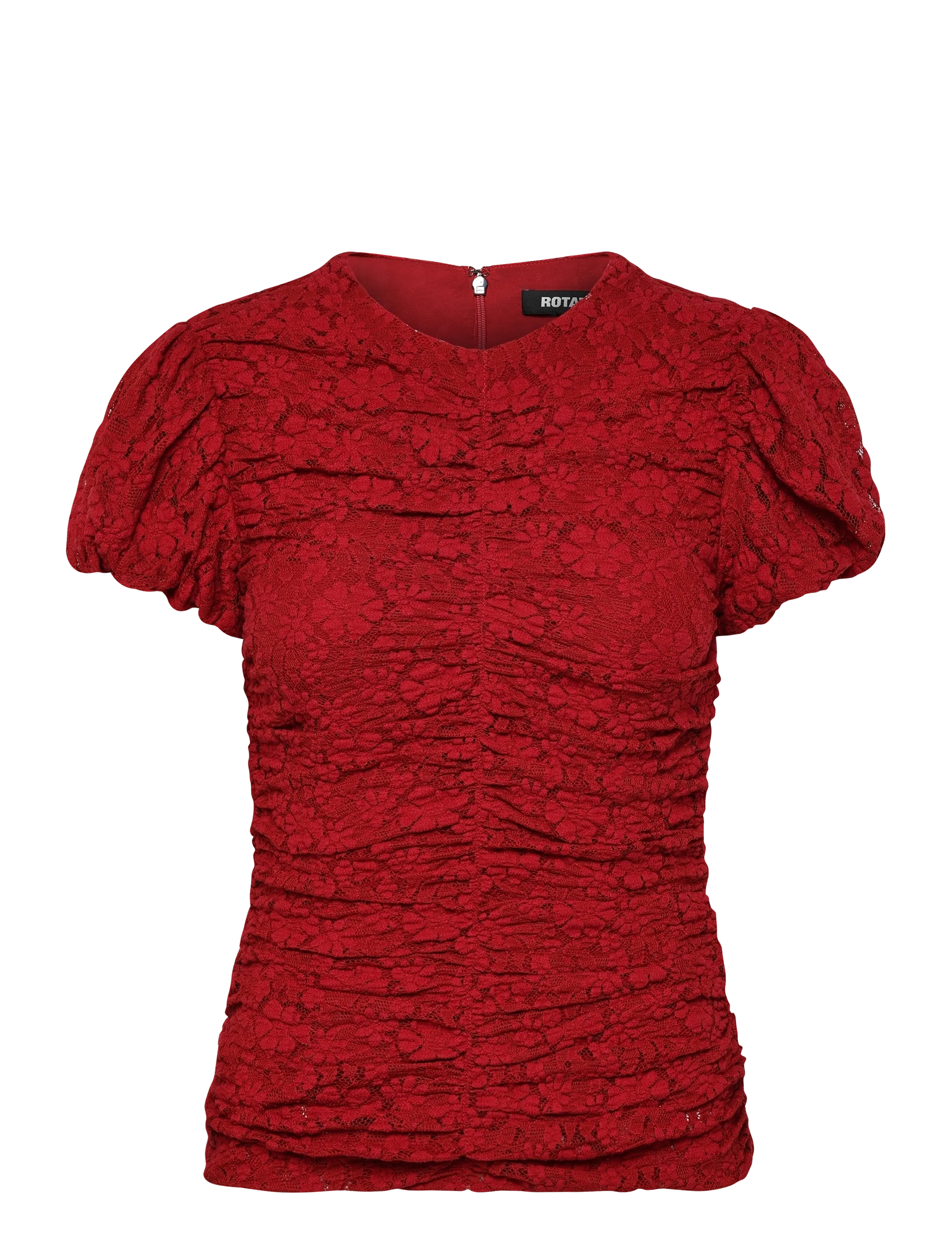 ROTATE LACE RUCHED TOP - Blouses & Shirts - SCOOTER RED / red