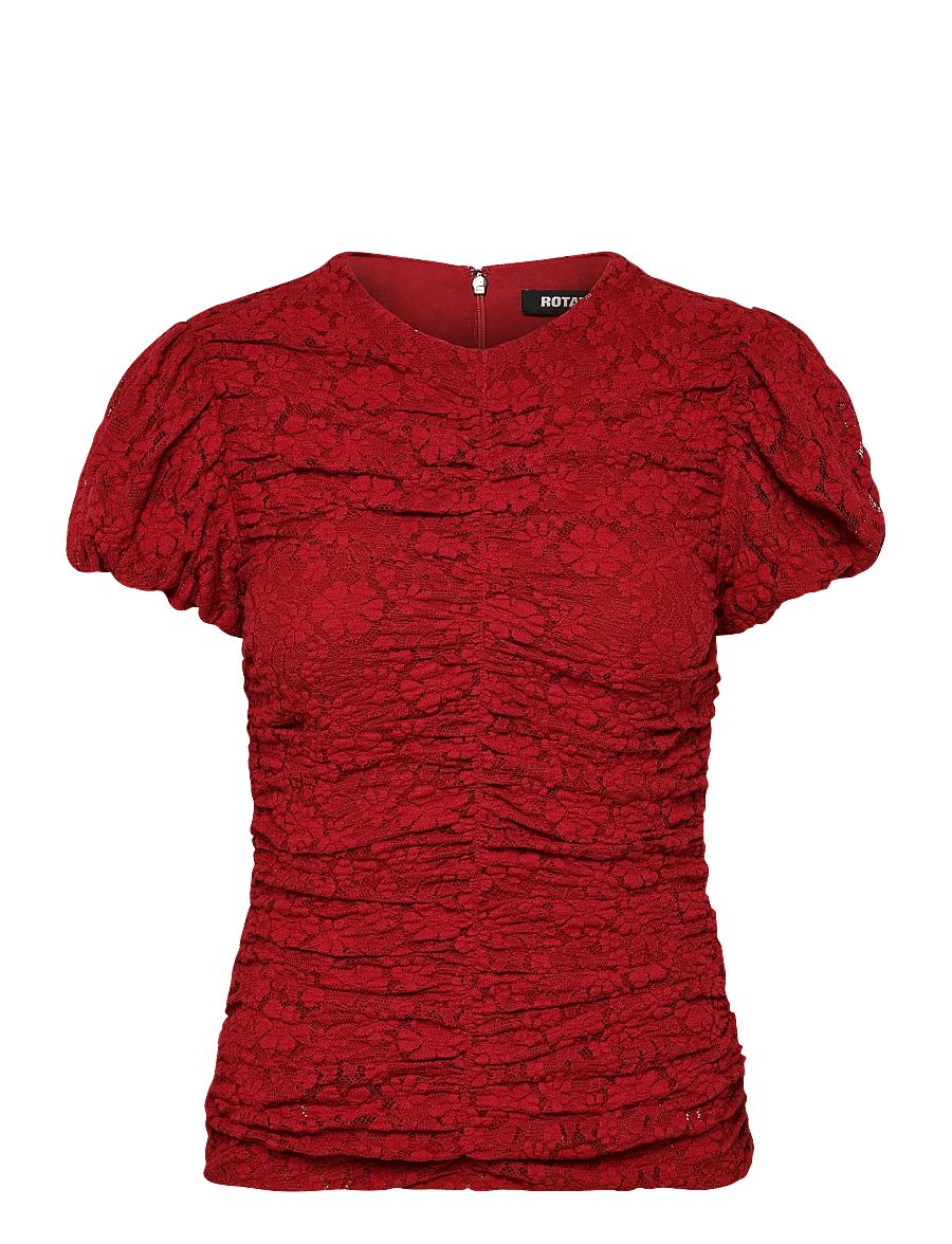 ROTATE - LACE RUCHED TOP - scooter red - 1
