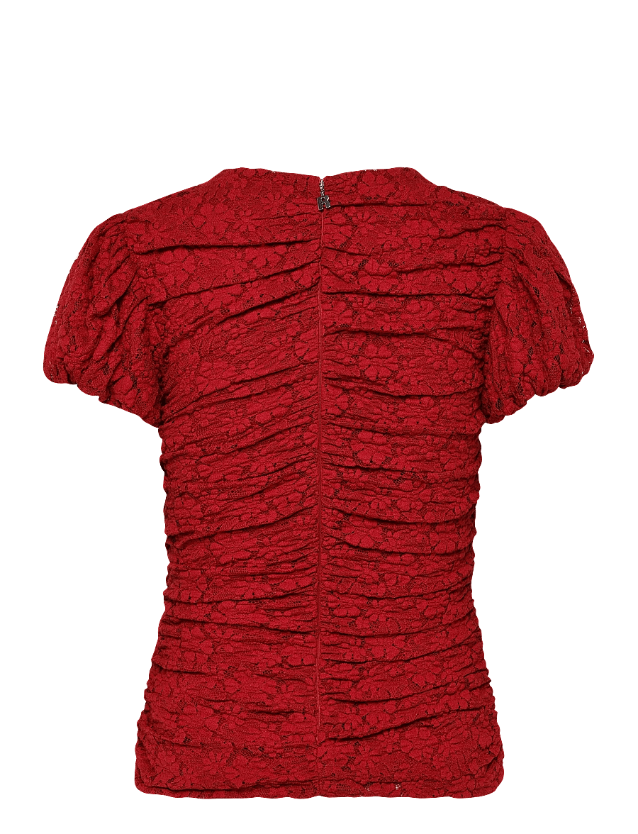 ROTATE - LACE RUCHED TOP - scooter red - 2