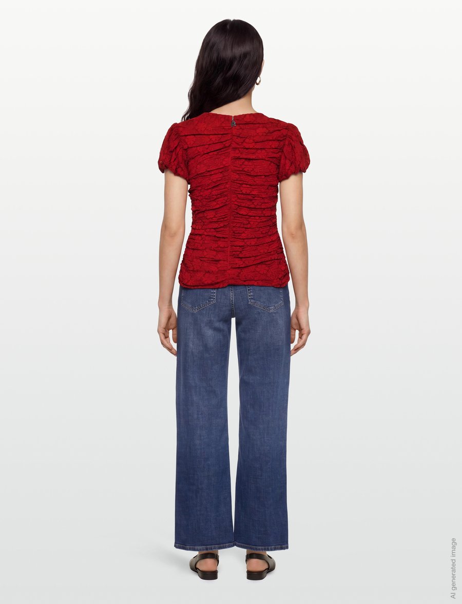 ROTATE - LACE RUCHED TOP - scooter red - 4