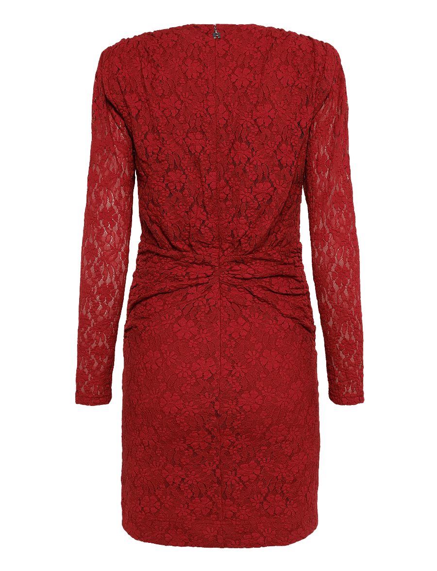 ROTATE - LACE V-NECK MINI DRESS - cocktail dresses - scooter red - 1