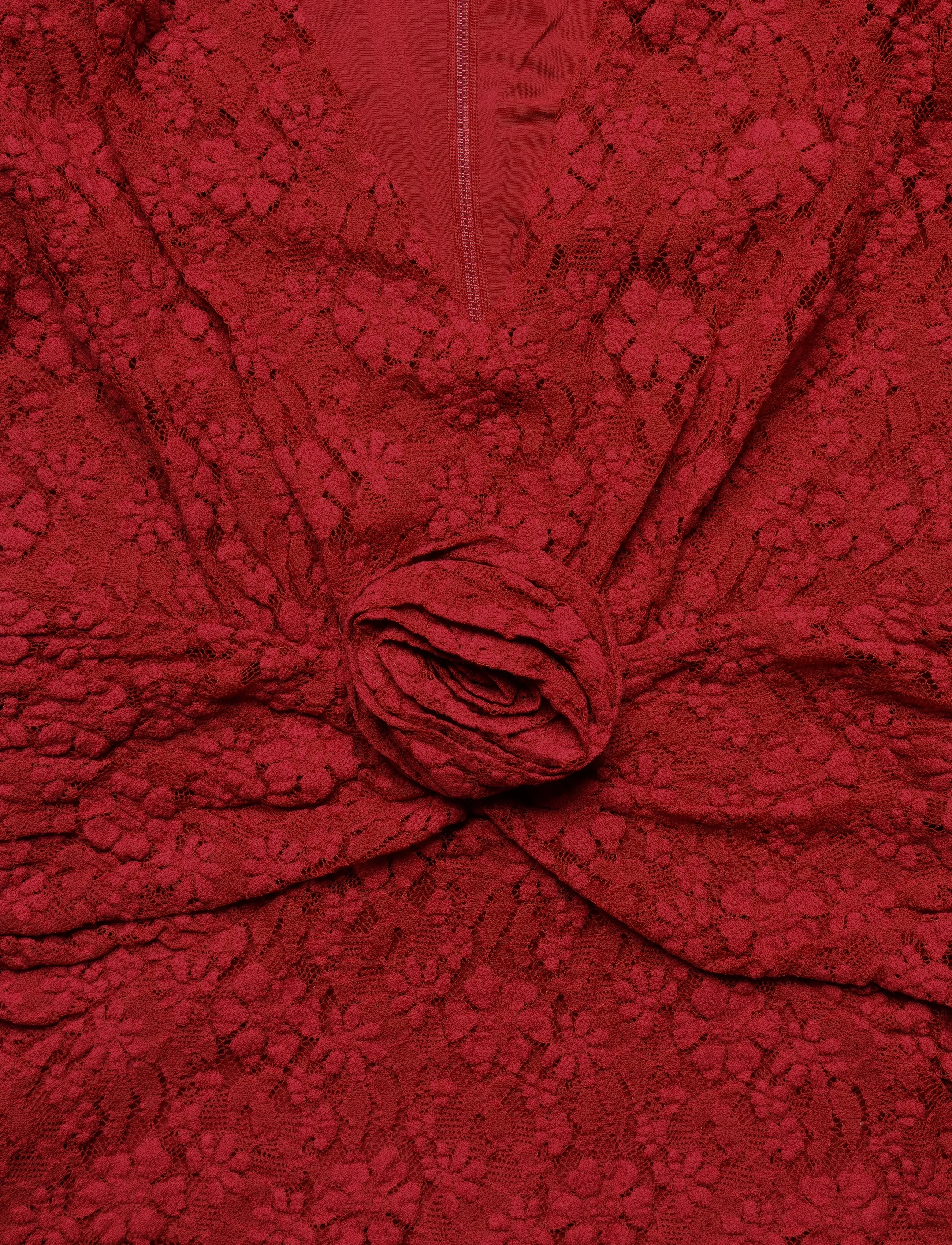 ROTATE - LACE V-NECK MINI DRESS - cocktail dresses - scooter red - 2