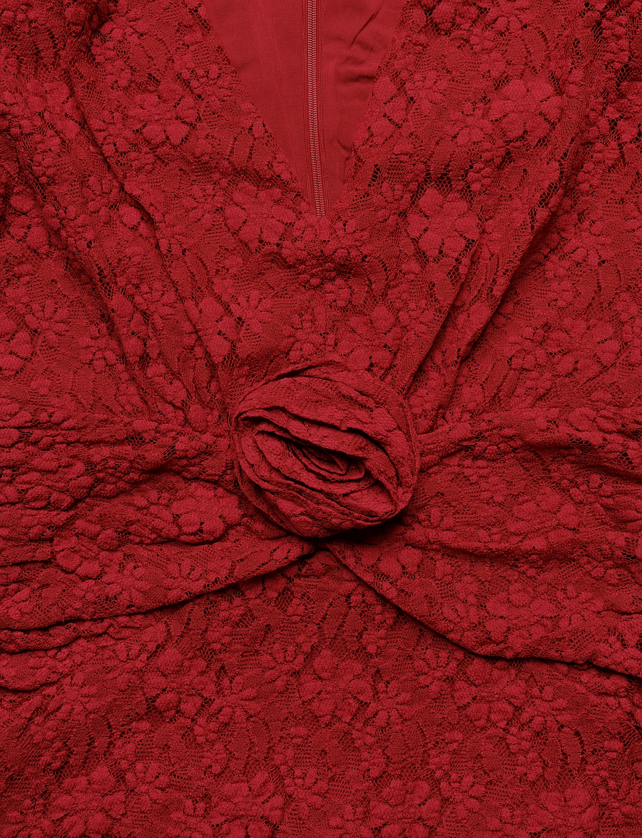 ROTATE - LACE V-NECK MINI DRESS - cocktail dresses - scooter red - 2