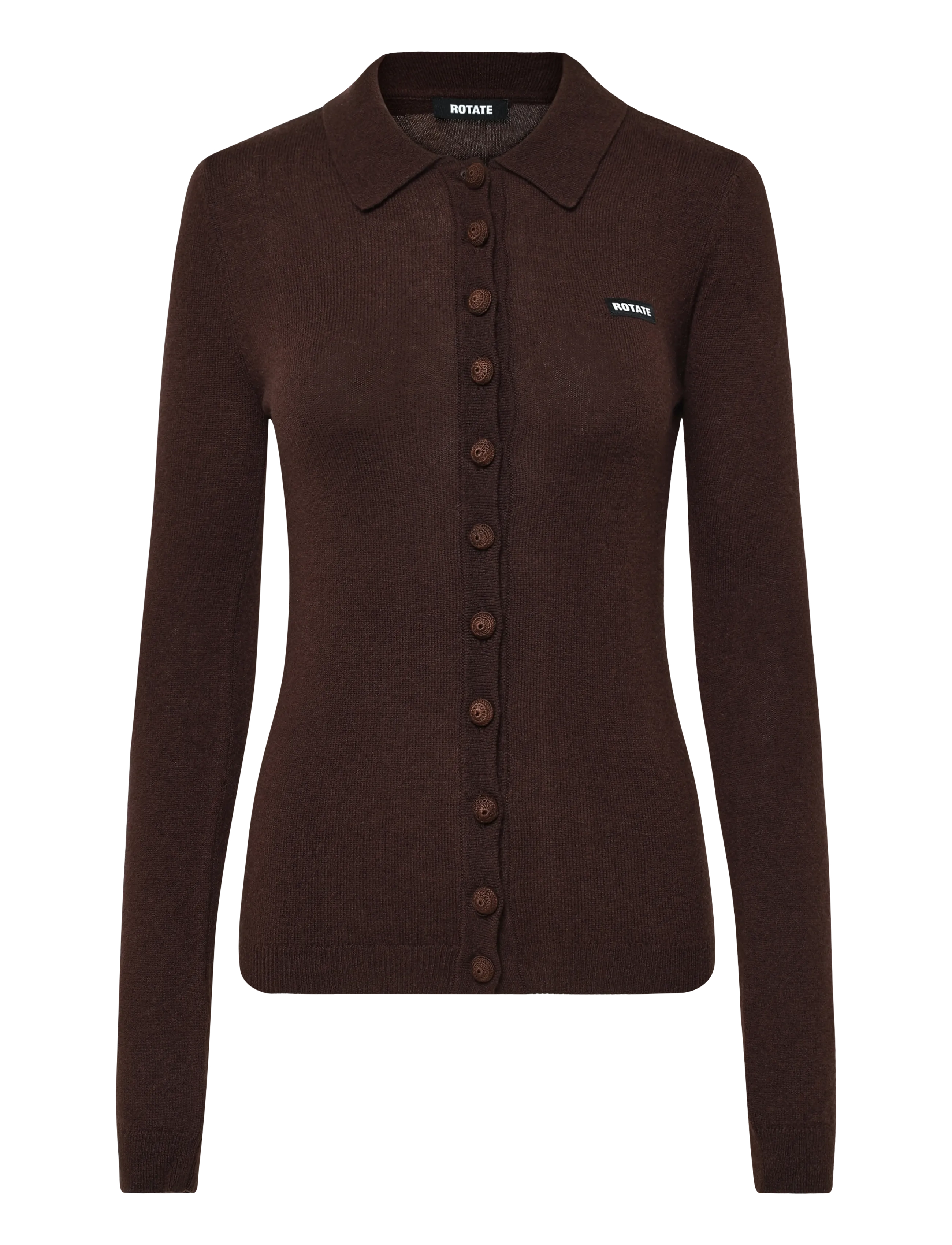 ROTATE KNITTED POLO TOP - Kardiganid - MOLÉ / brown