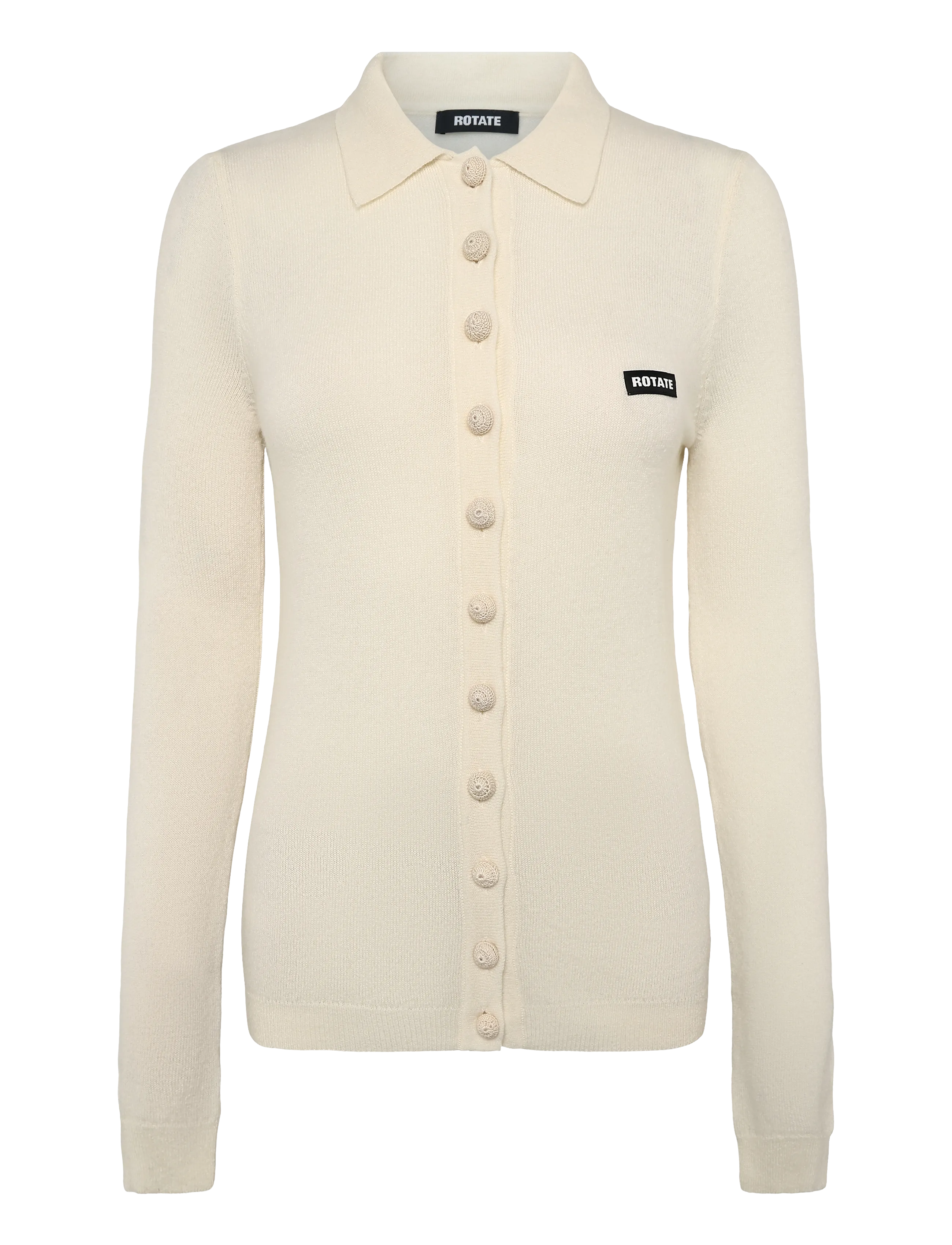 ROTATE KNITTED POLO TOP - Kašmiir - EGRET / cream