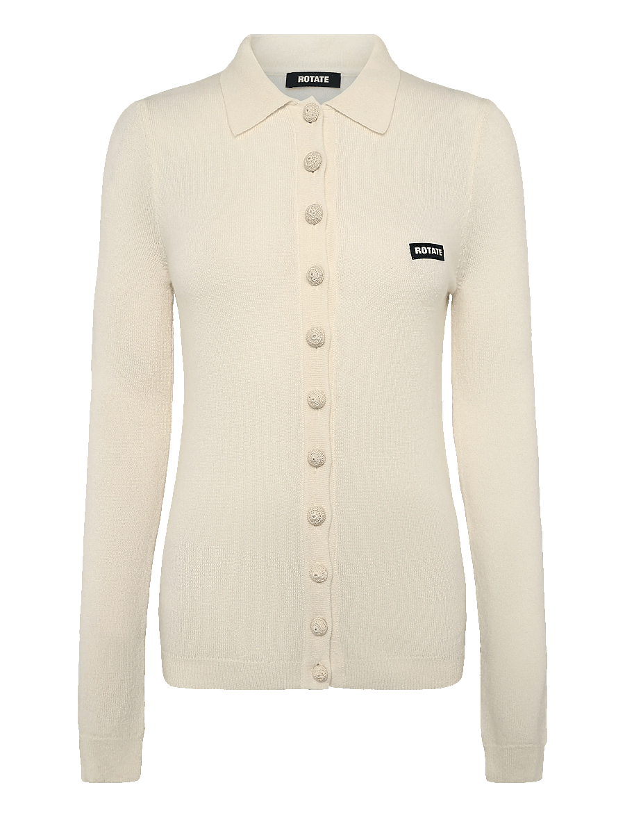 ROTATE - KNITTED POLO TOP - kašmiir - egret - 0