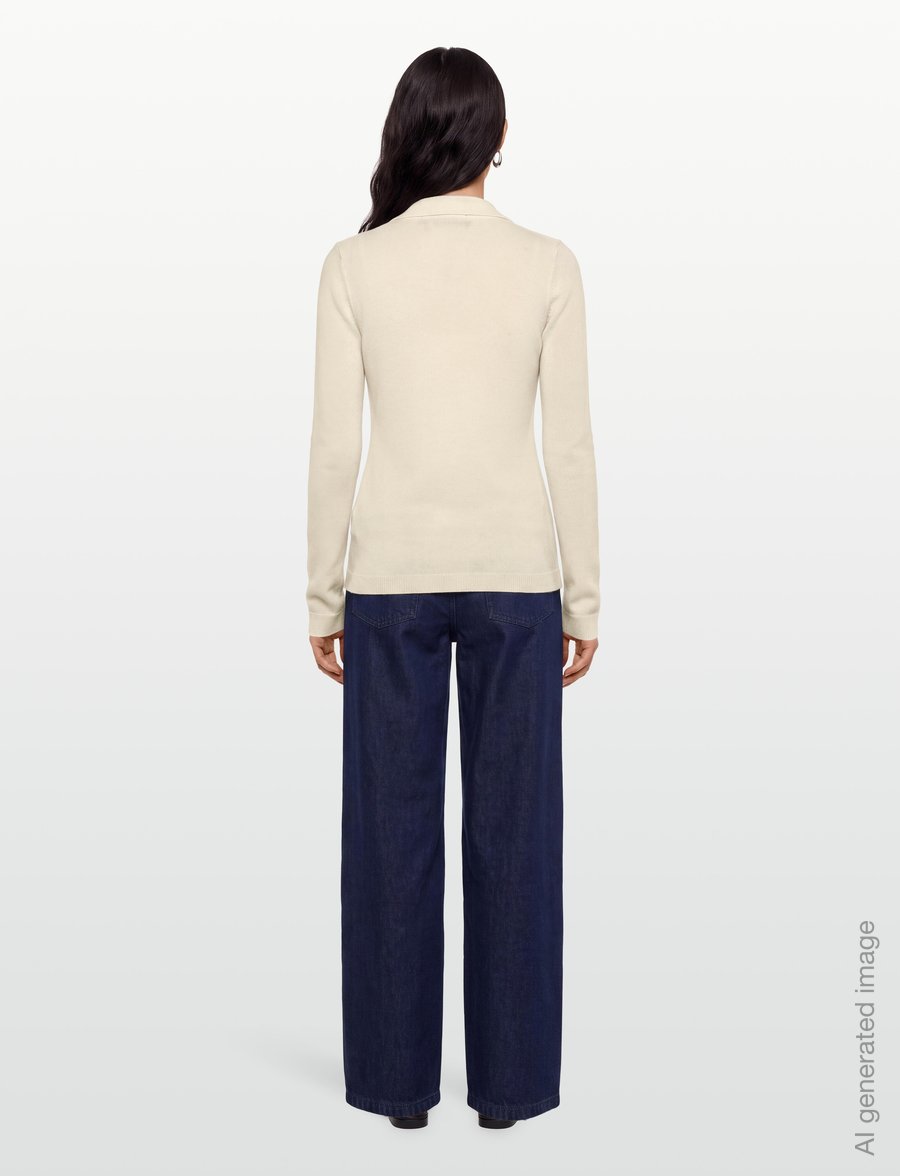 ROTATE - KNITTED POLO TOP - kashmir - egret - 4