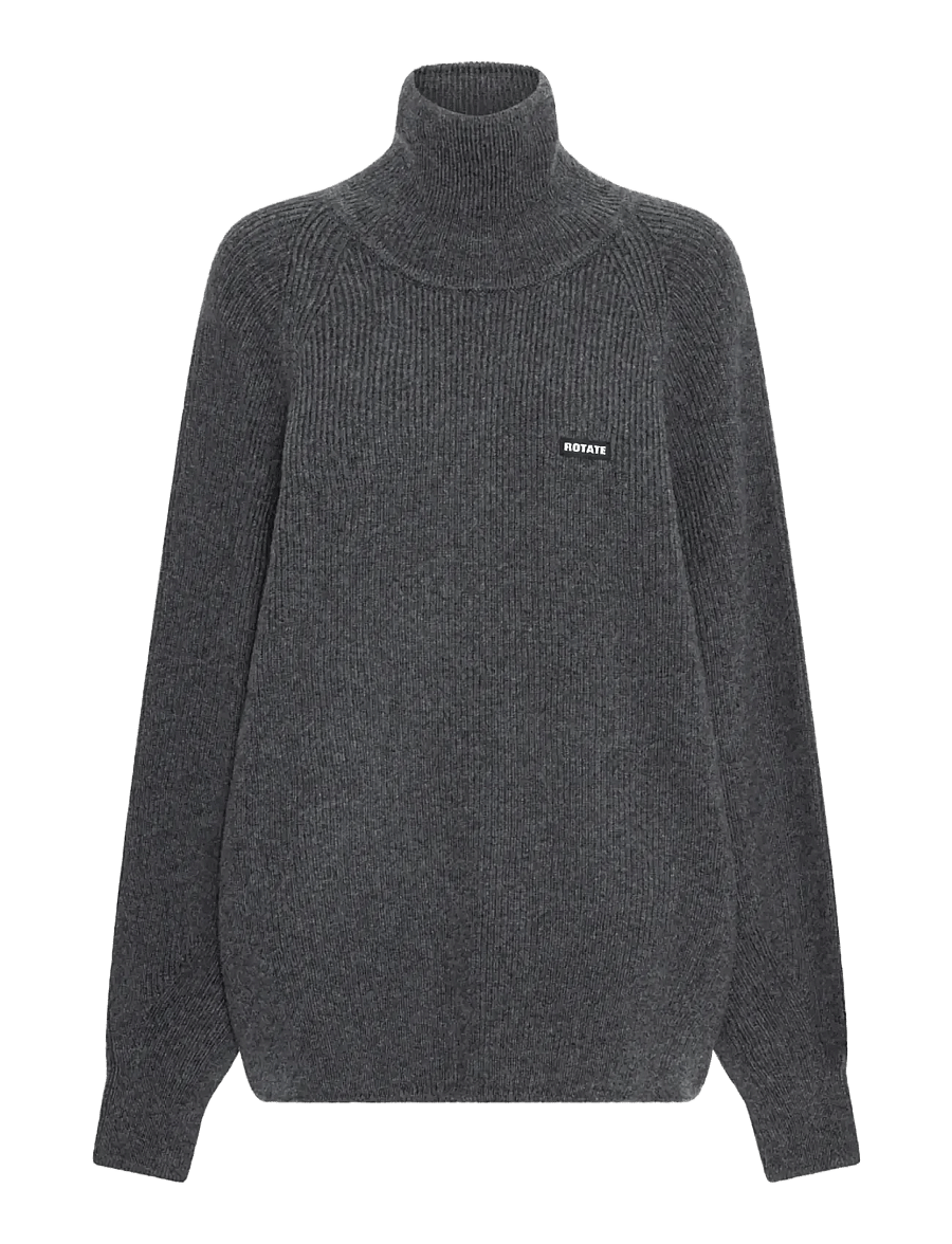 ROTATE - KNIT HIGHNECK JUMPER - cashmere - gray pinstripe - 0