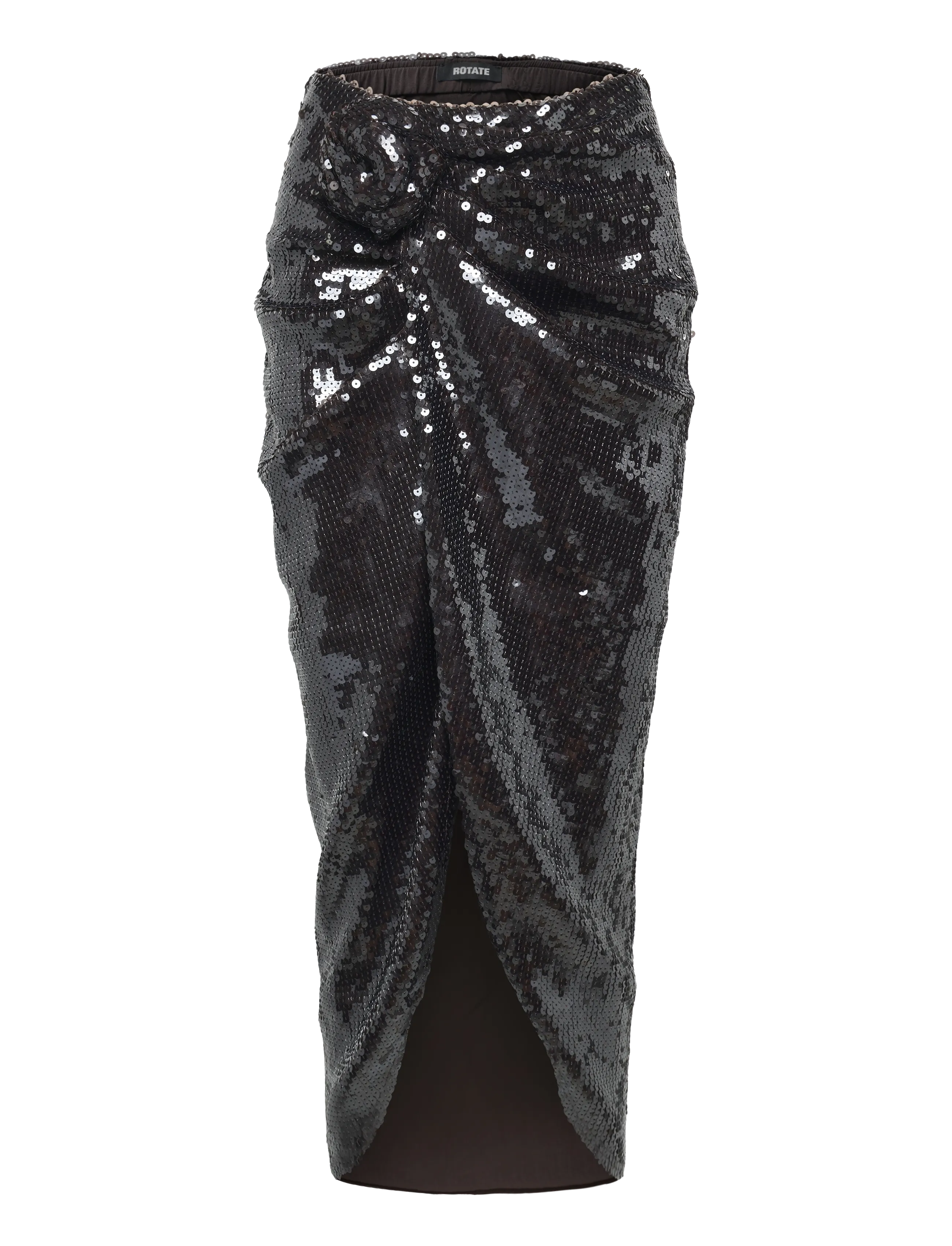 ROTATE SEQUINS KNOT SKIRT - Litritega seelikud - MOLÉ / brown