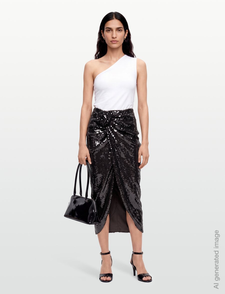 ROTATE - SEQUINS KNOT SKIRT - paljettkjolar - molÉ - 0