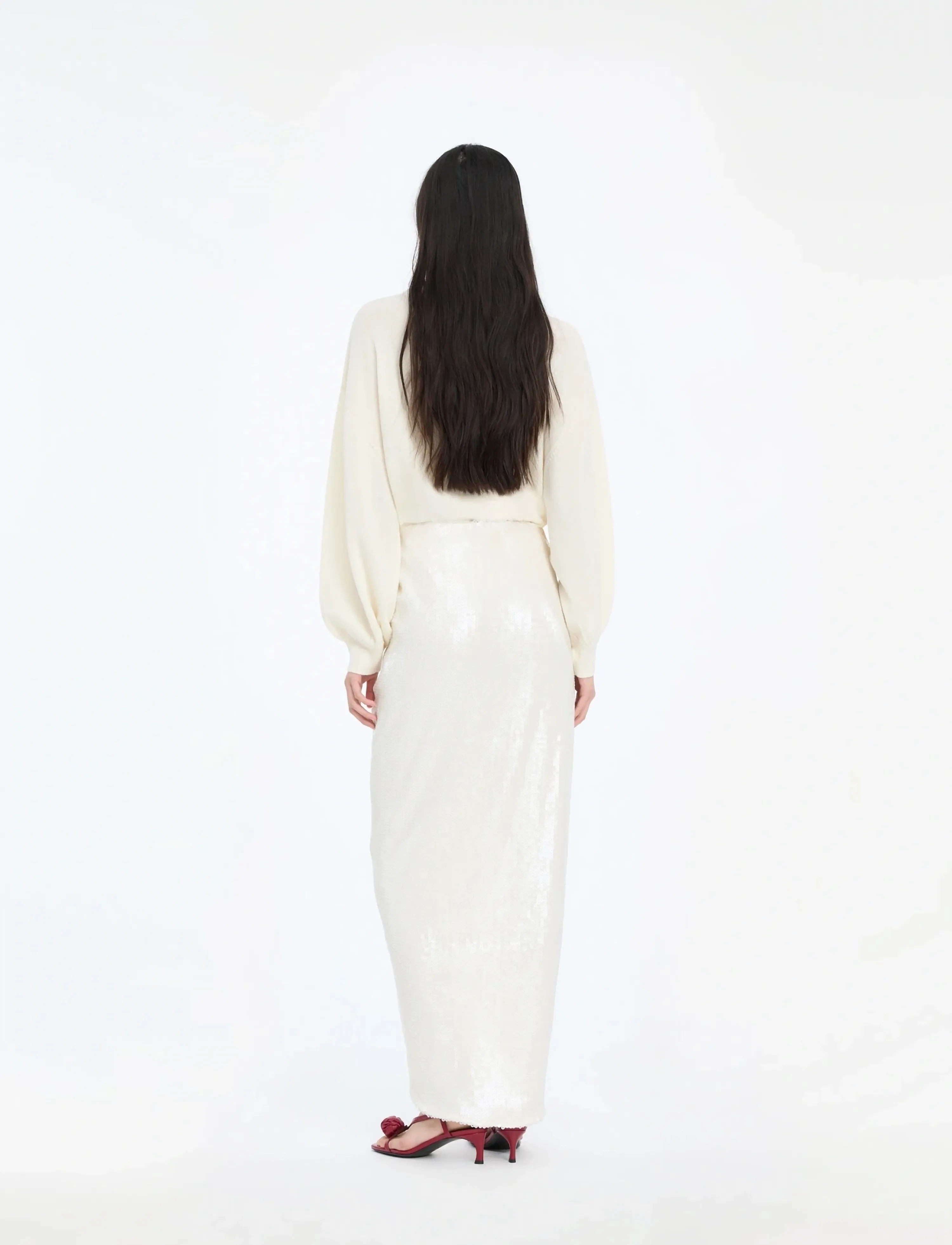 ROTATE - SEQUINS KNOT SKIRT - paillet nederdele - egret - 3
