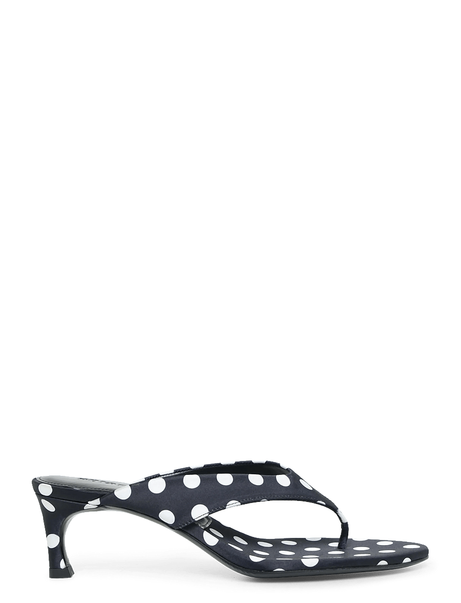 ROTATE - KITTEN HEEL SATIN MULE - 1000 black comb. - 2