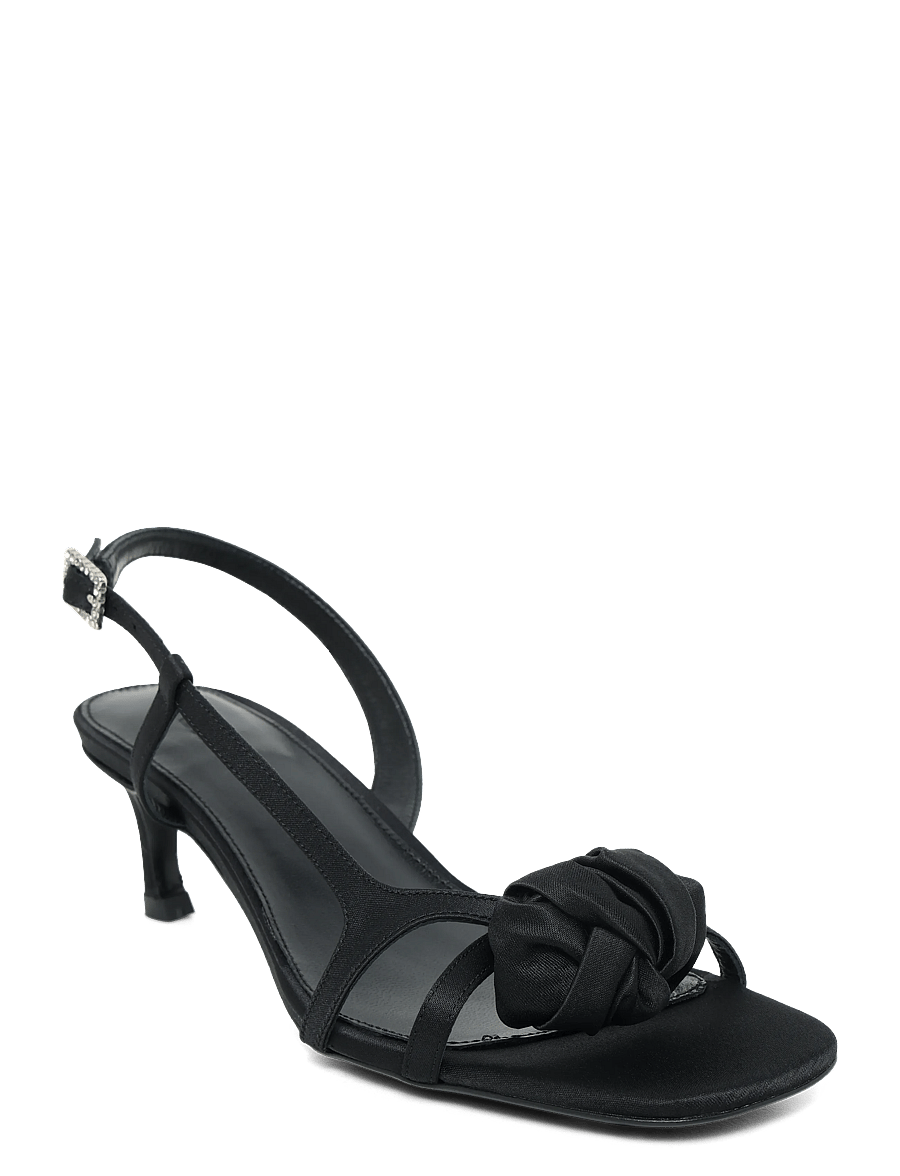 ROTATE - MID HEEL KNOT SATIN STRAPPY SANDAL - black - 0