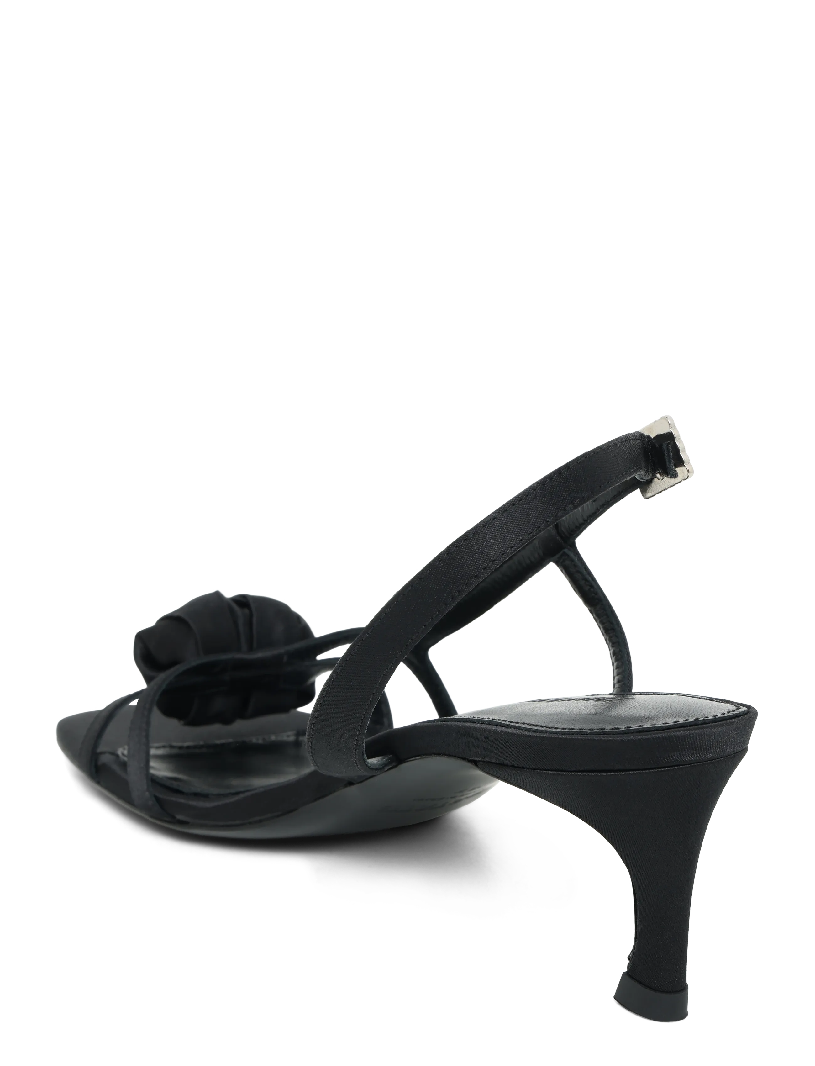 Mid Heel Knot Satin Strappy Sandal 2