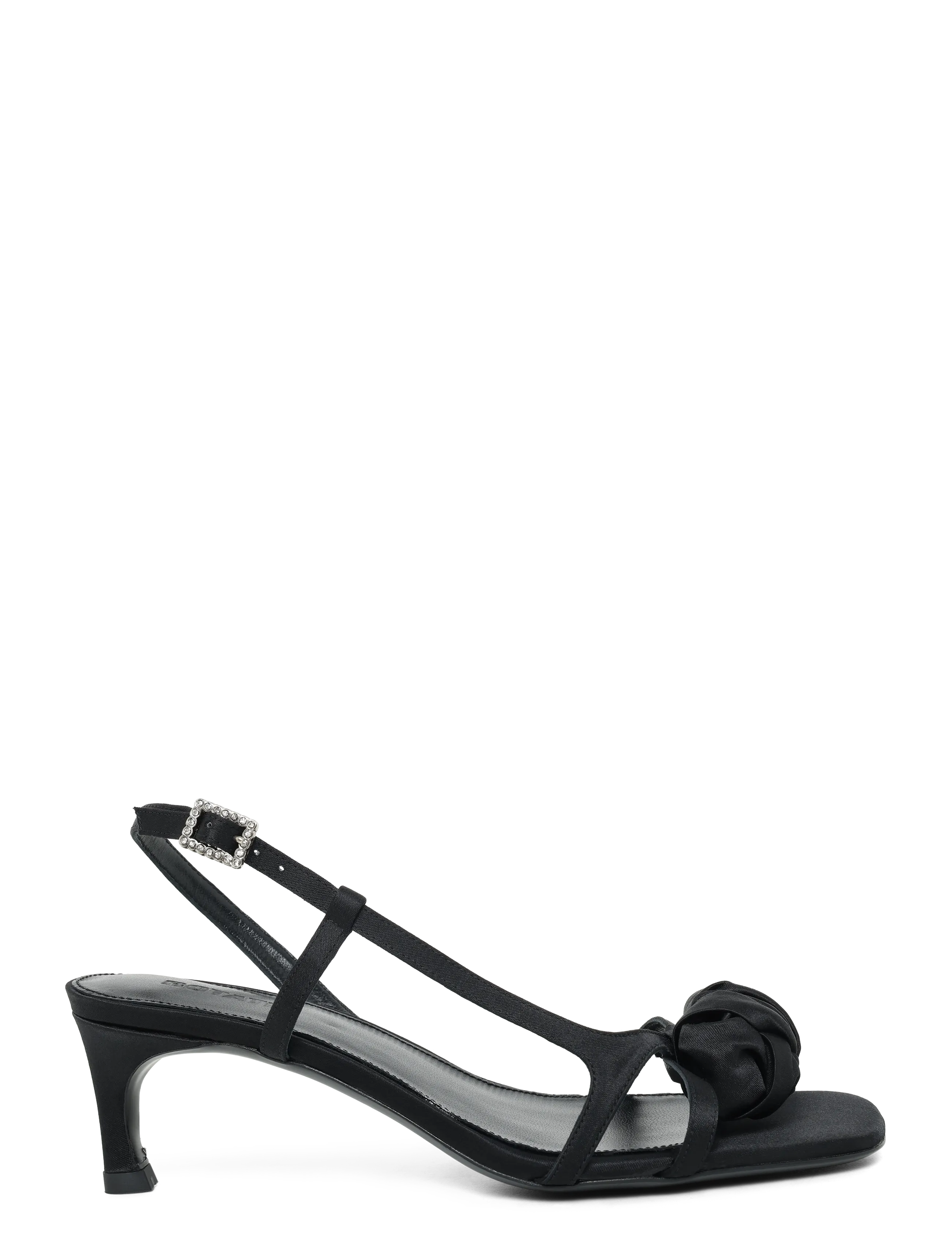 Mid Heel Knot Satin Strappy Sandal 3