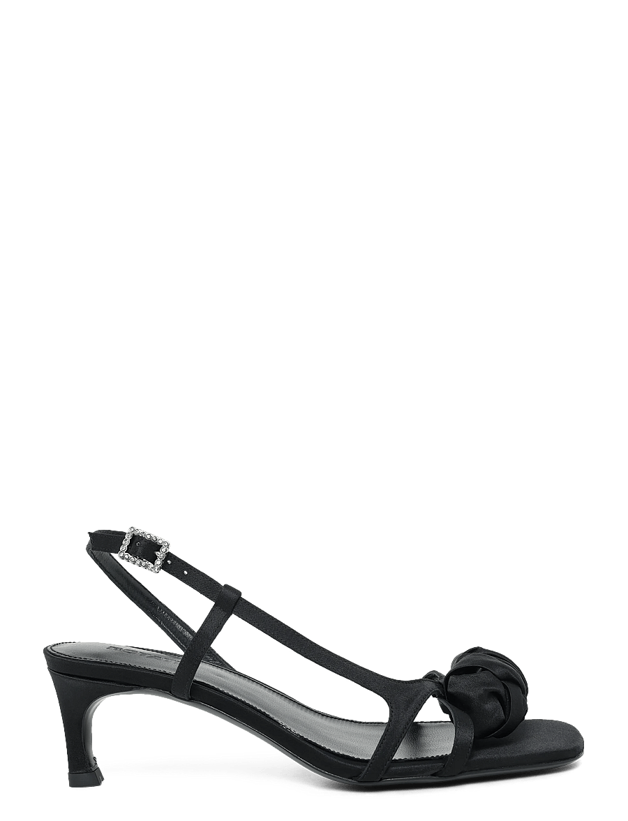 ROTATE - MID HEEL KNOT SATIN STRAPPY SANDAL - black - 2