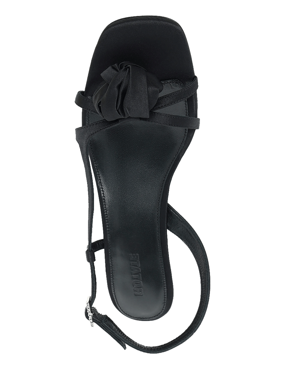 ROTATE - MID HEEL KNOT SATIN STRAPPY SANDAL - black - 3