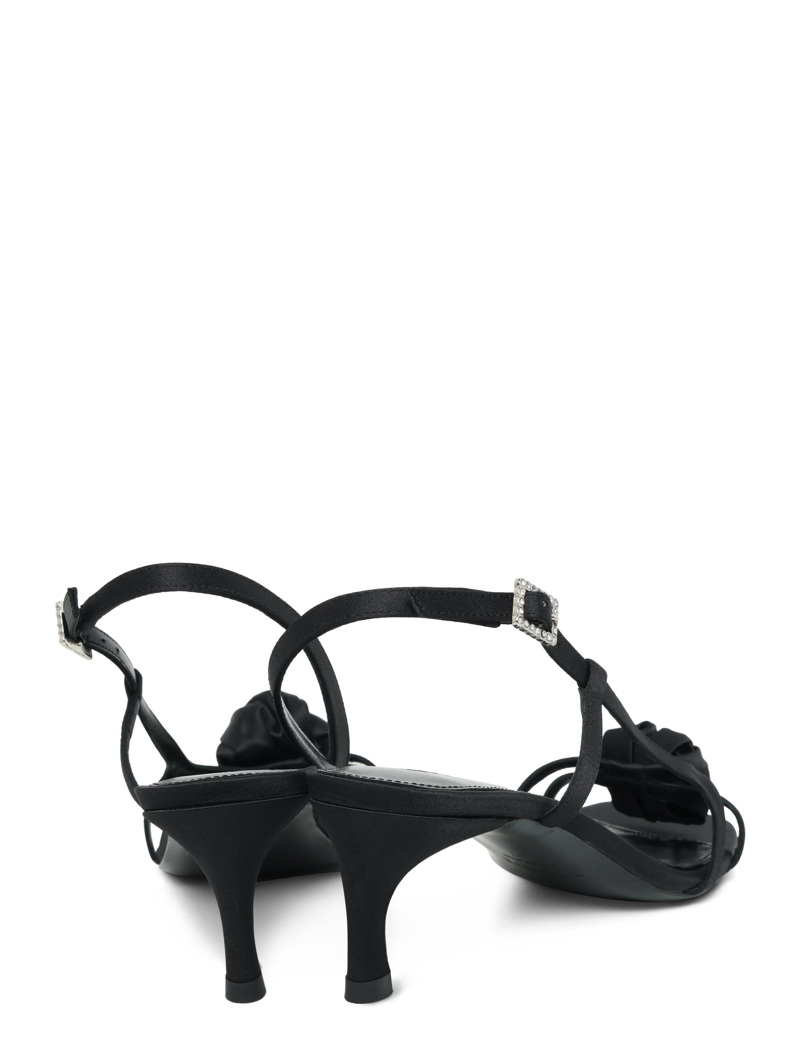 ROTATE - MID HEEL KNOT SATIN STRAPPY SANDAL - black - 4