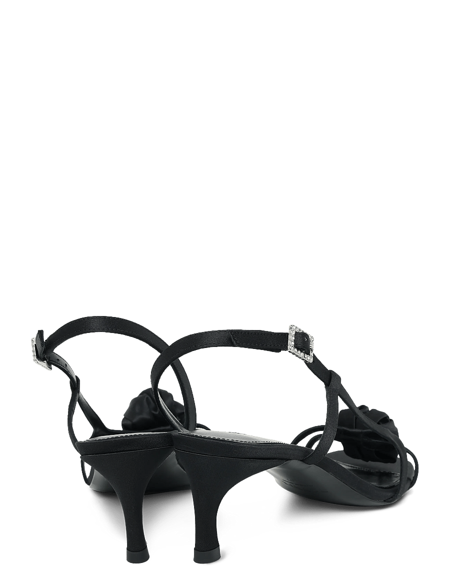 ROTATE - MID HEEL KNOT SATIN STRAPPY SANDAL - black - 4