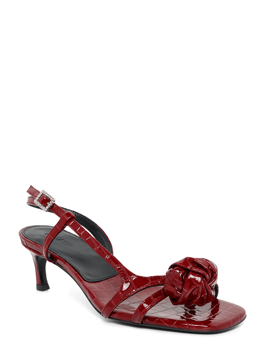 ROTATE - MID HEEL KNOT PATENT CROC STRAPPY SANDAL - windsor wine - 0