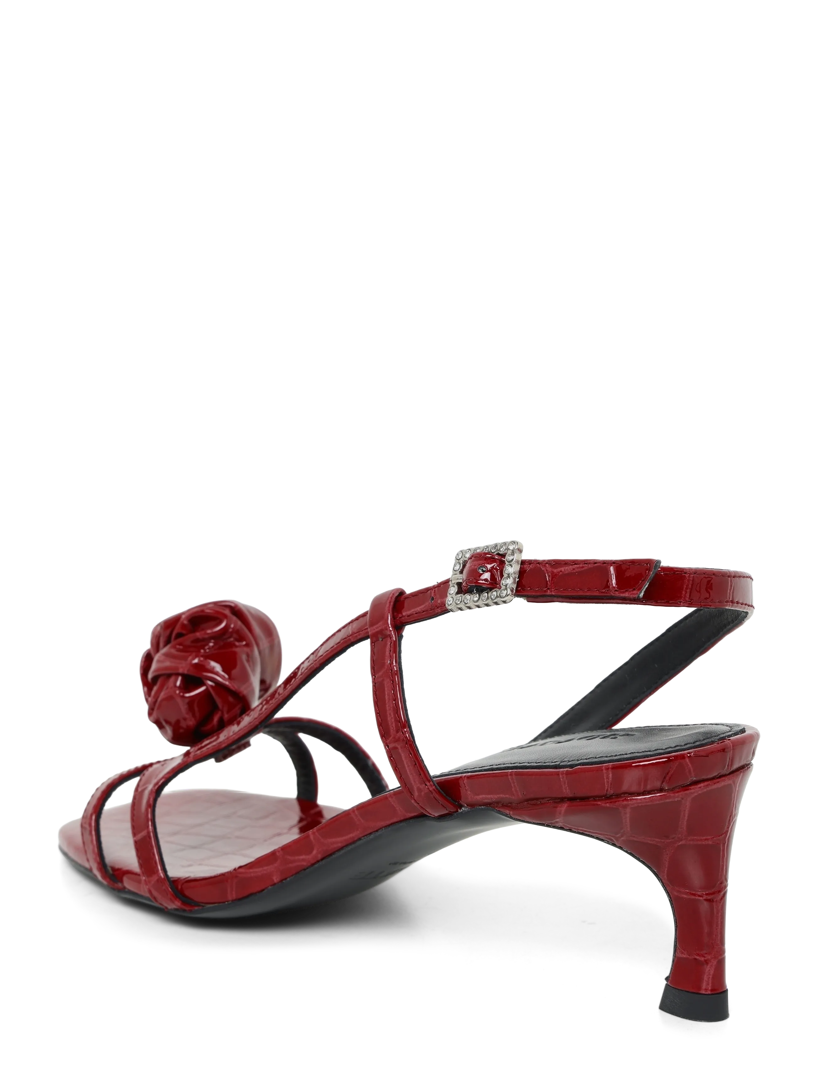 ROTATE - MID HEEL KNOT PATENT CROC STRAPPY SANDAL - windsor wine - 1