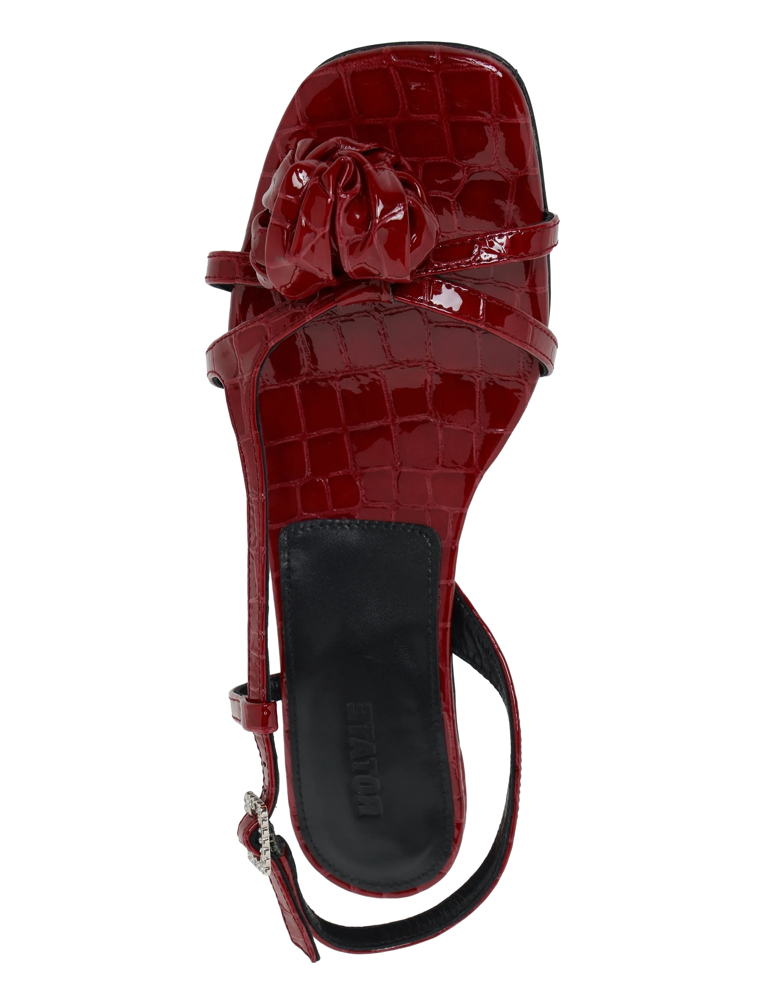 ROTATE - MID HEEL KNOT PATENT CROC STRAPPY SANDAL - windsor wine - 3