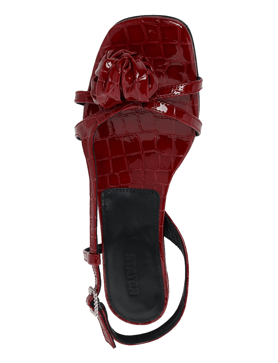 ROTATE - MID HEEL KNOT PATENT CROC STRAPPY SANDAL - windsor wine - 3