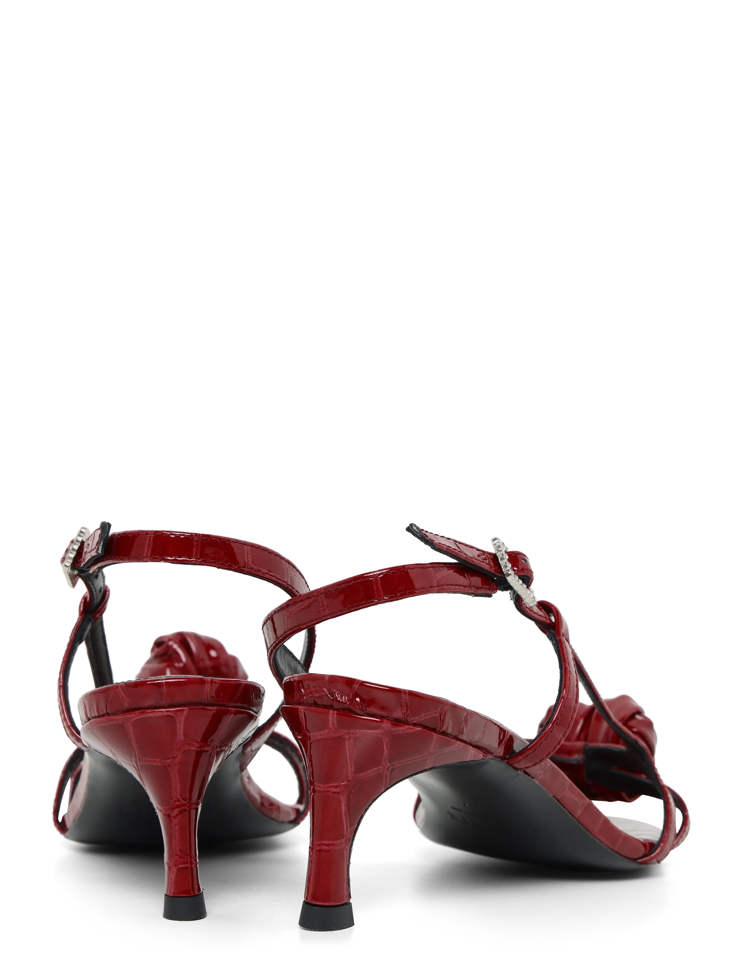 ROTATE - MID HEEL KNOT PATENT CROC STRAPPY SANDAL - windsor wine - 4