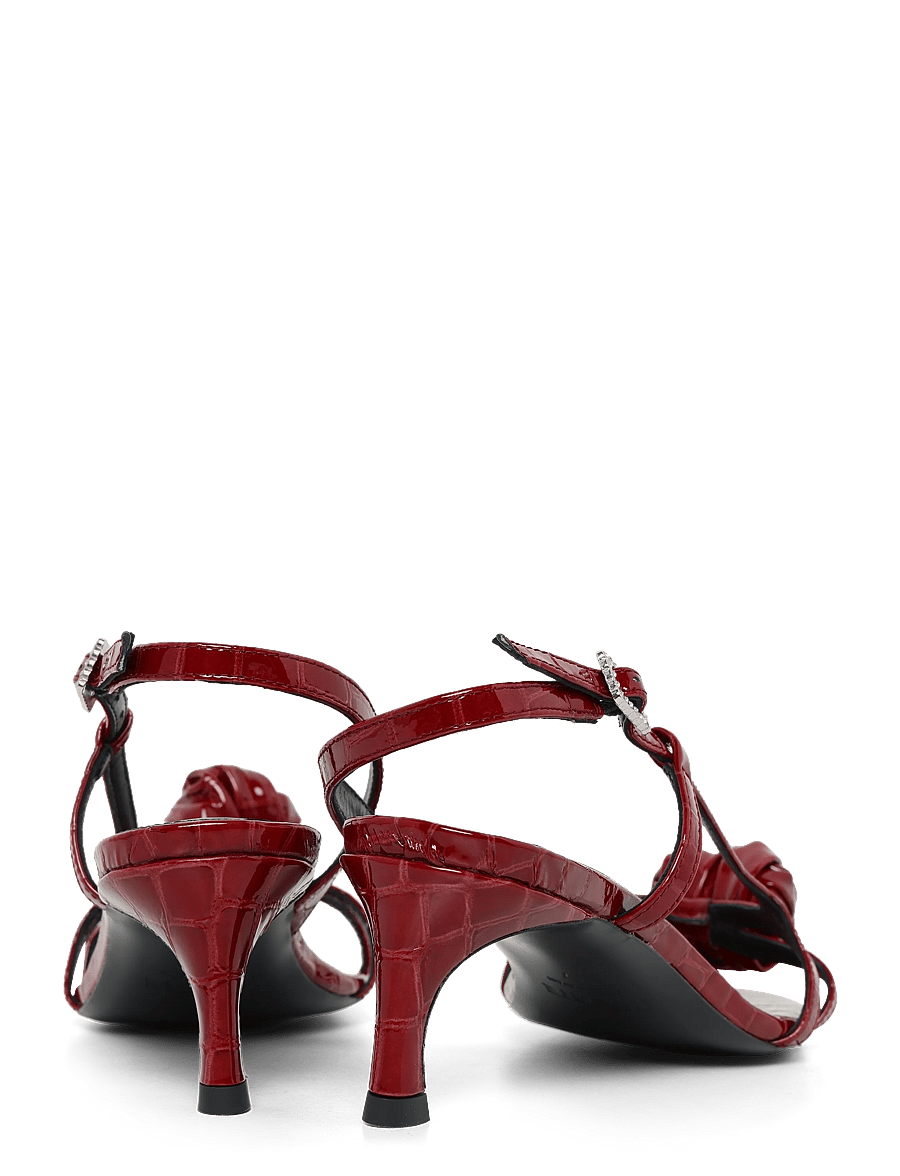 ROTATE - MID HEEL KNOT PATENT CROC STRAPPY SANDAL - windsor wine - 4