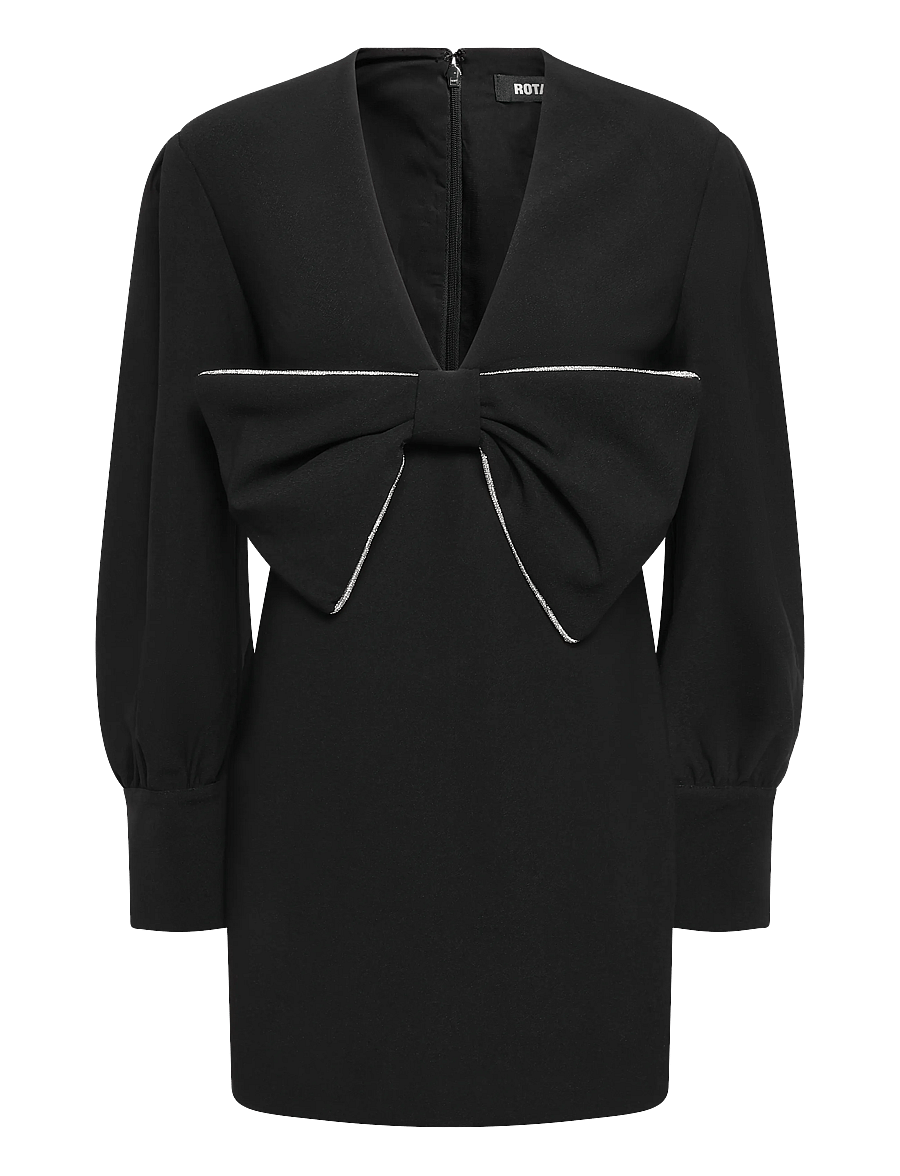ROTATE - MINI DRAPED BOW DRESS - cocktailkjoler - black - 0