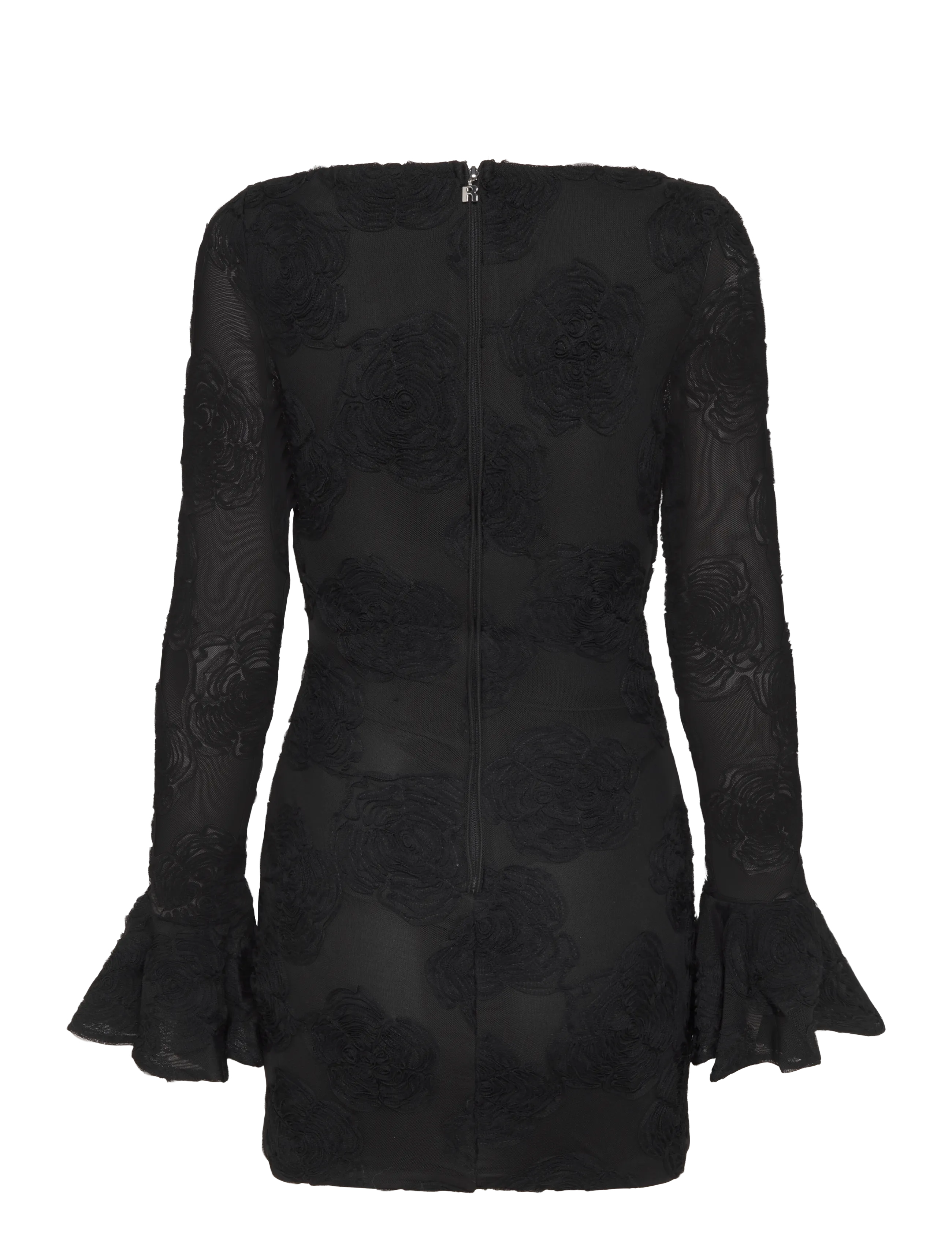ROTATE - FLOWER MESH LS MINI DRESS - black - 1
