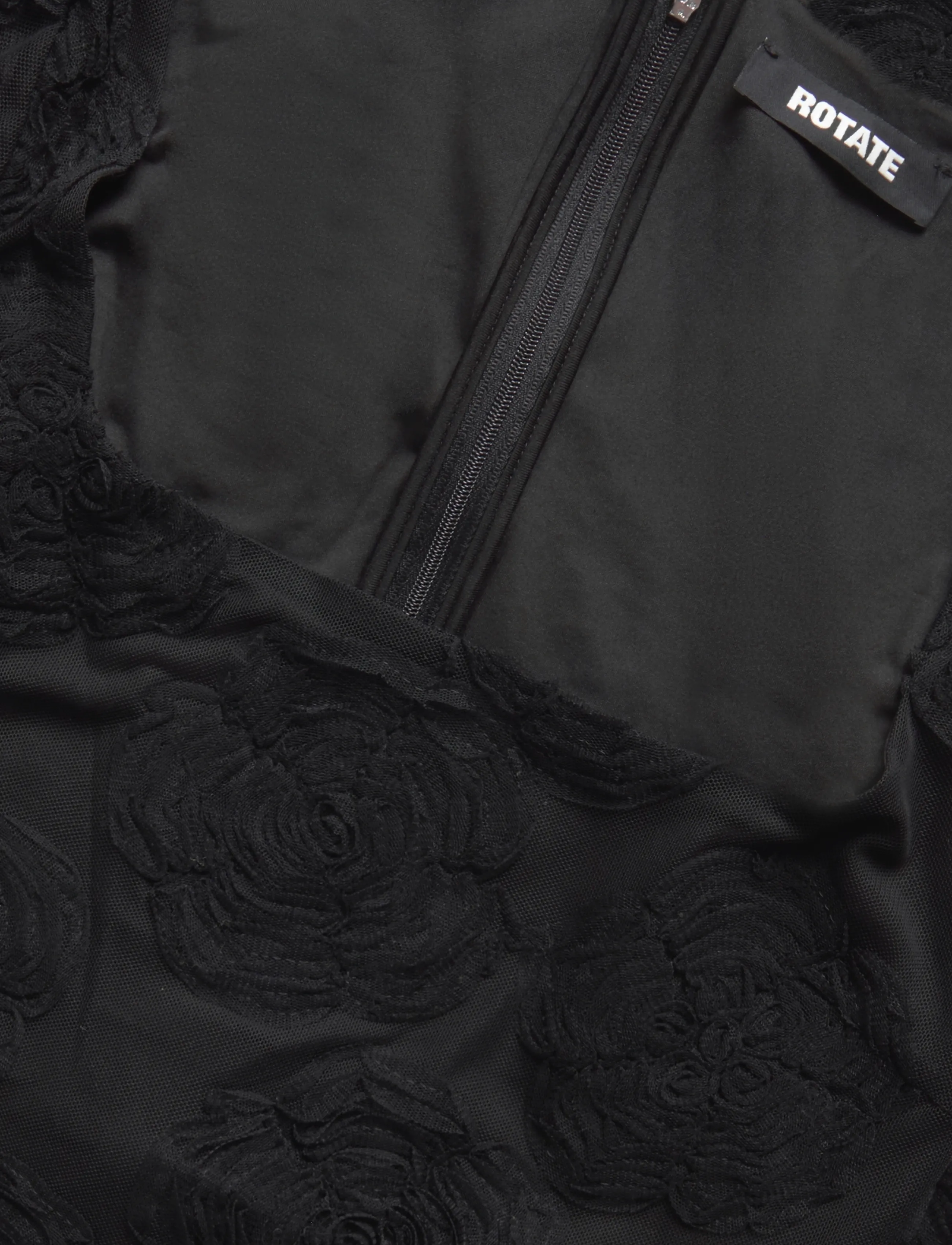 ROTATE - FLOWER MESH LS MINI DRESS - black - 2