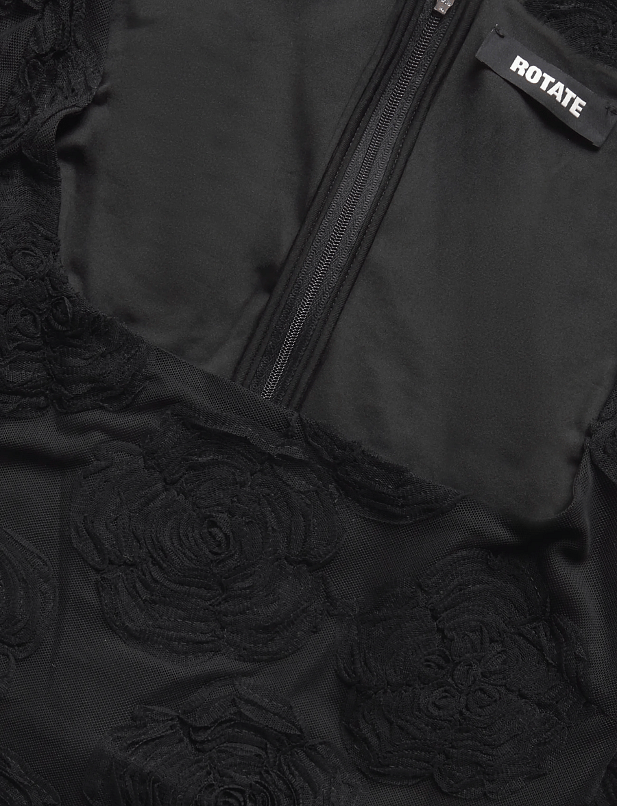 ROTATE - FLOWER MESH LS MINI DRESS - festkjoler - black - 2
