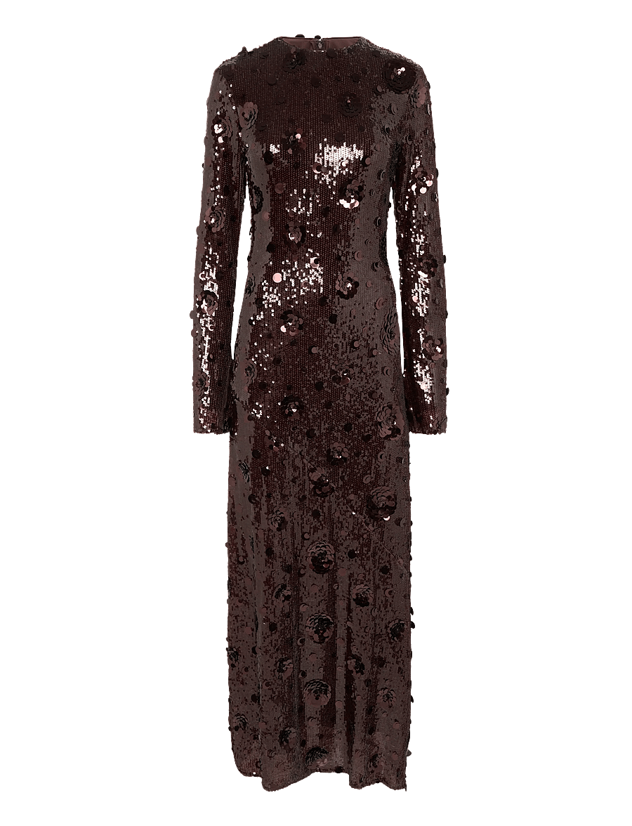 ROTATE - SEQUINS MAXI DRESS - chicory coffee - 0