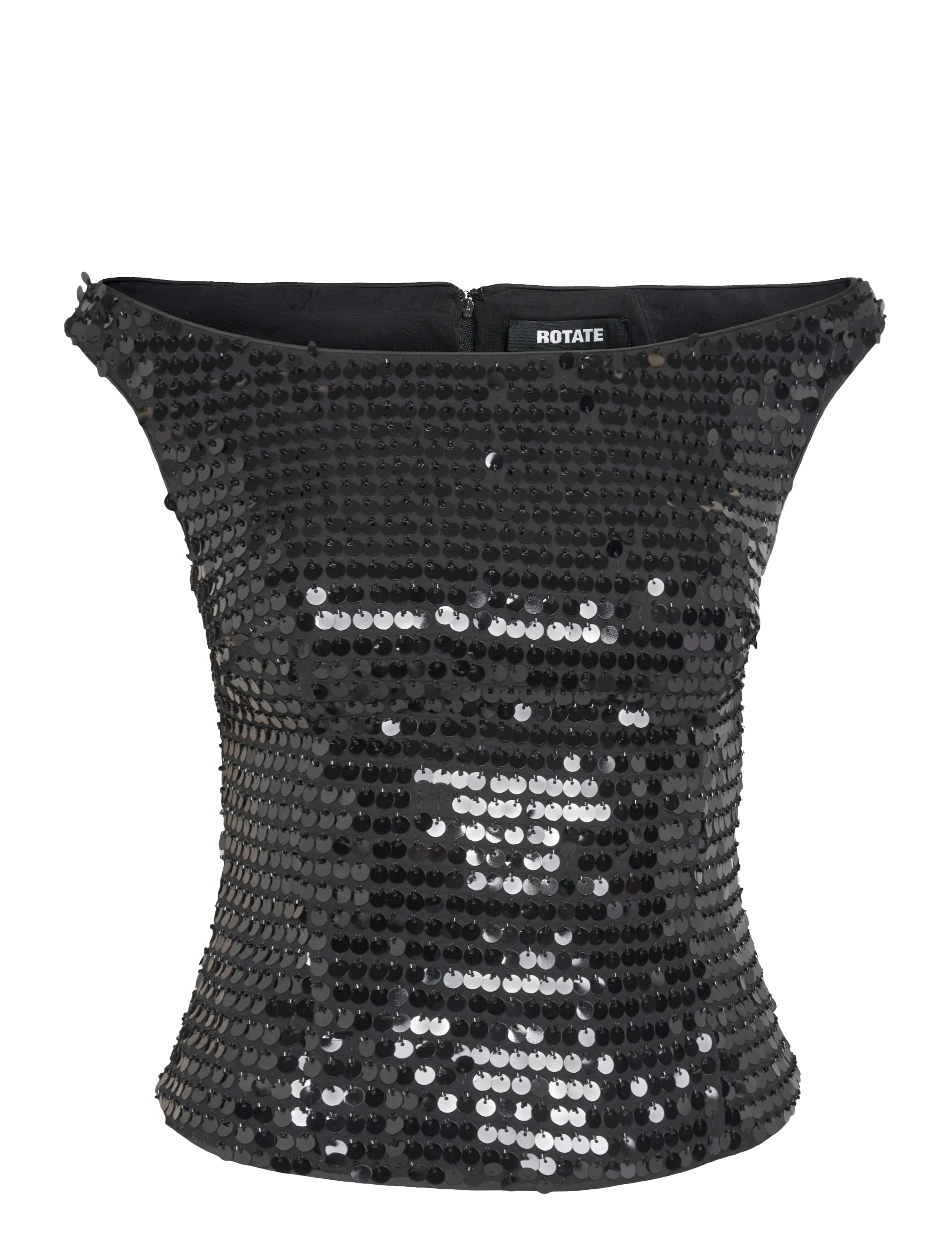 ROTATE SEQUINS OFF-SHOULDER TOP - Sommer i byen - BLACK / black