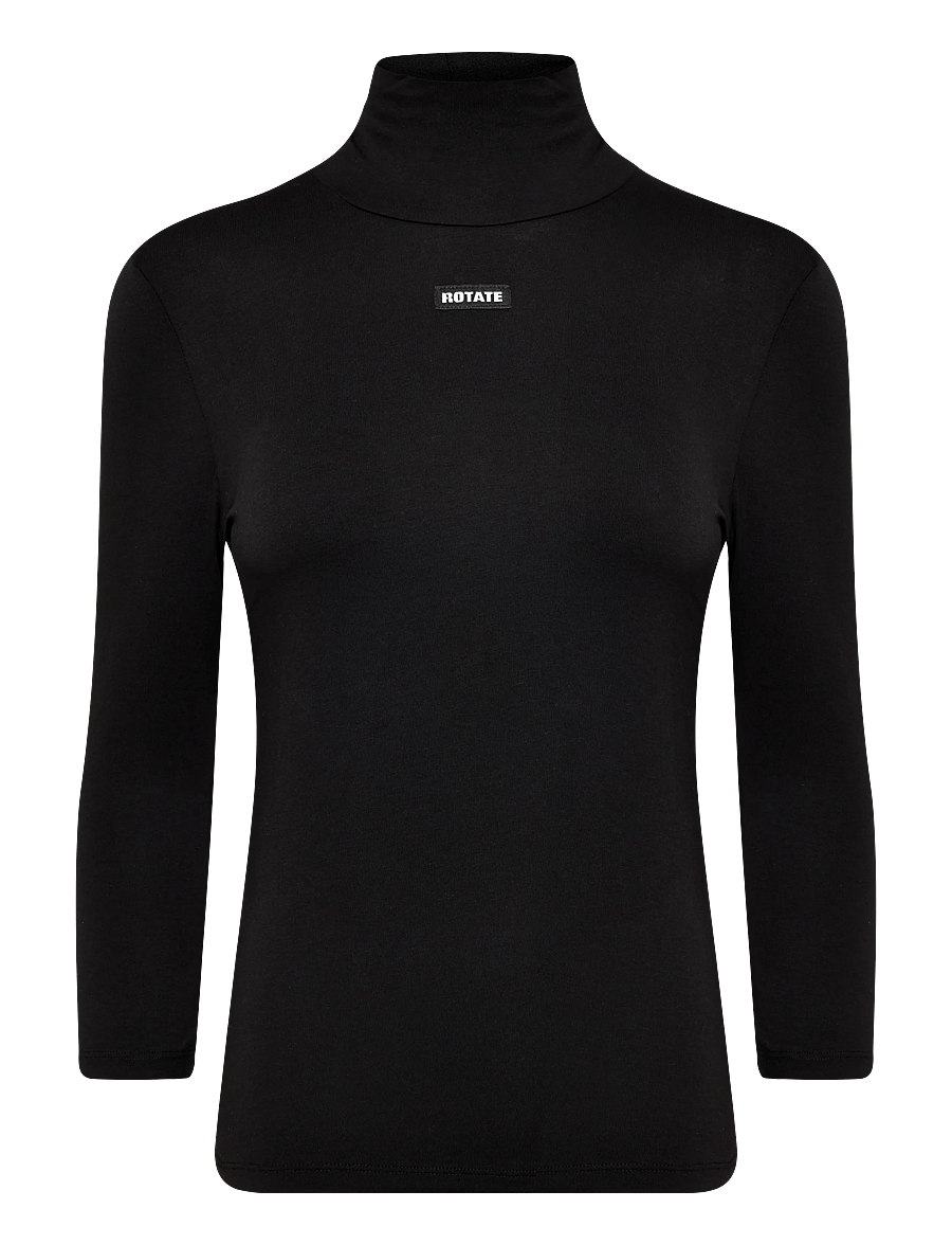 ROTATE - JERSEY 3/4 TURTLENECK - rollkragenpullover - black - 0