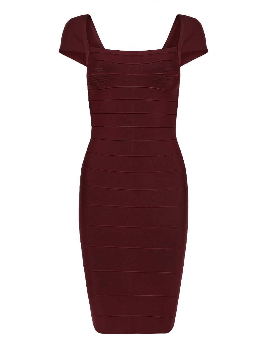 ROTATE - MIDI FITTED KNIT DRESS - zinfandel - 1