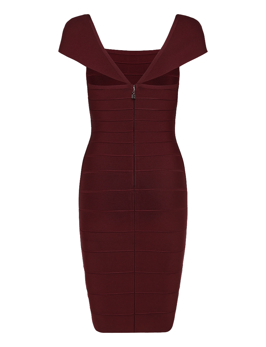 ROTATE - MIDI FITTED KNIT DRESS - zinfandel - 2
