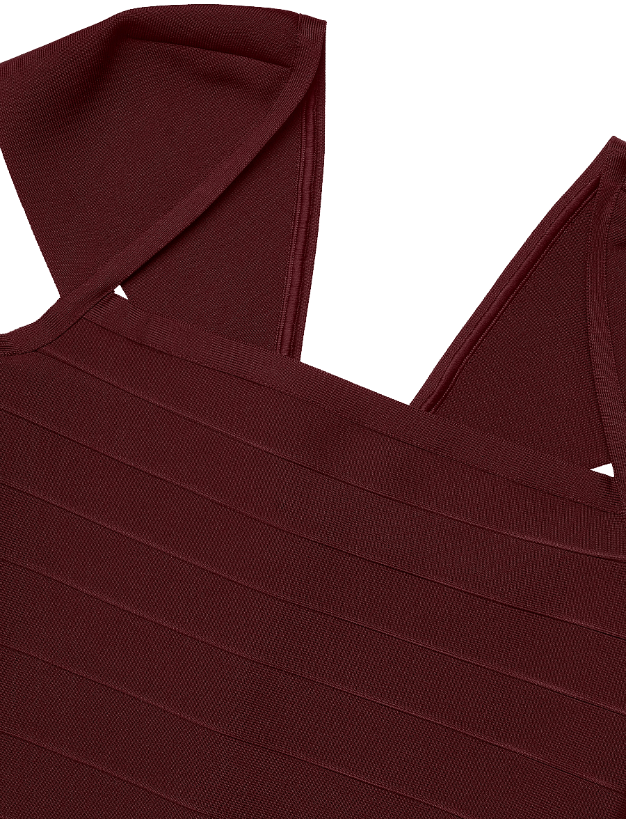 ROTATE - MIDI FITTED KNIT DRESS - zinfandel - 5