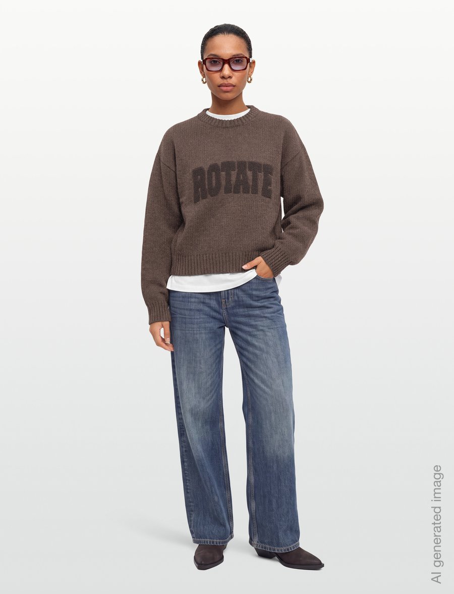 ROTATE - CREWNECK SWEATER - crop topit - cocoa brown - 0